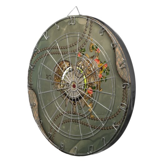 Prachtige steampunk klok dartbord (Voorkant Rechts)