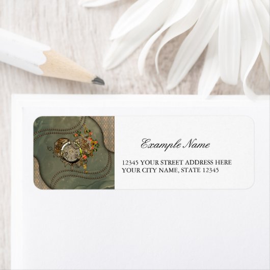 Prachtige steampunk klok etiket (Insitu)