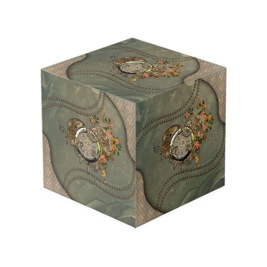 Prachtige steampunk klok kubus (Voorkant hoekig)