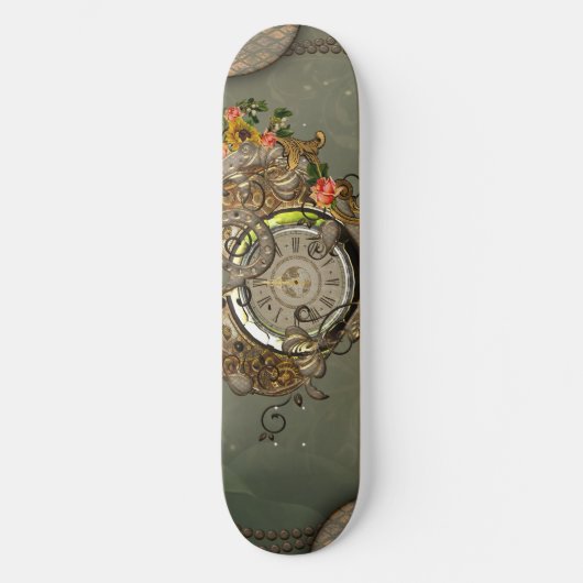 Prachtige steampunk klok persoonlijk skateboard (Voorkant)