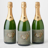 Prachtige steampunk klok sparkling wijnetiket (Flessen)