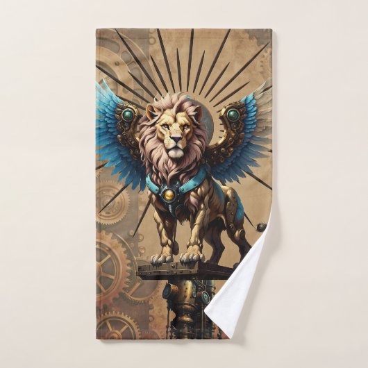 Prachtige steampunk leeuw bad handdoek (Handdoek)