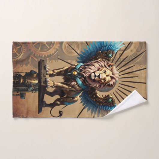 Prachtige steampunk leeuw bad handdoek (Handdoek)