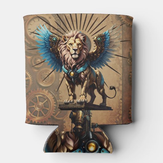Prachtige steampunk leeuw blikjeskoeler (Achterkant)