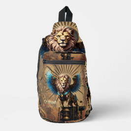Prachtige steampunk leeuw sling bag