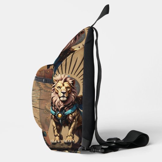 Prachtige steampunk leeuw sling bag (Rechts)