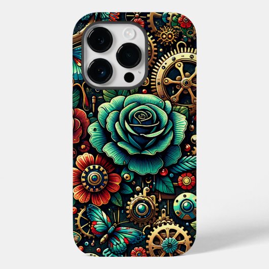 Prachtige Steampunk Thema Gears en Rozen Case-Mate iPhone Case (Achterkant)
