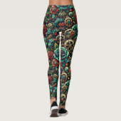 Prachtige Steampunk Thema Gears en Rozen Leggings (Achterkant)