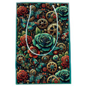 Prachtige Steampunk Thema Gears en Rozen Medium Cadeauzakje (Voorkant)