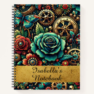 Prachtige Steampunk Thema Gears en Rozen Notitieboek