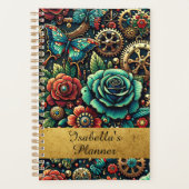 Prachtige Steampunk Thema Gears en Rozen Planner (Voorkant)