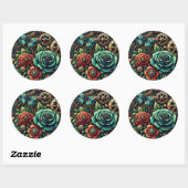 Prachtige Steampunk Thema Gears en Rozen Ronde Sticker (Vel)