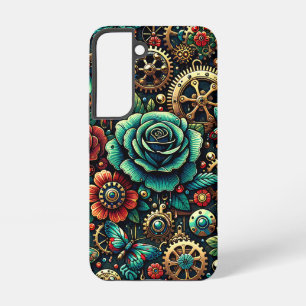 Prachtige Steampunk Thema Gears en Rozen Samsung Galaxy Hoesje