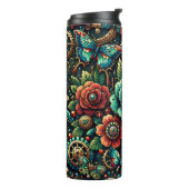 Prachtige Steampunk Thema Gears en Rozen Thermosbeker (Gedraaid links)