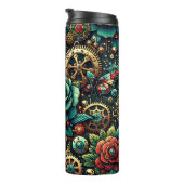 Prachtige Steampunk Thema Gears en Rozen Thermosbeker (Geroteerd rechts)