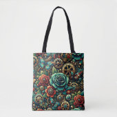 Prachtige Steampunk Thema Gears en Rozen Tote Bag (Voorkant)