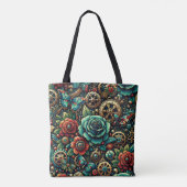 Prachtige Steampunk Thema Gears en Rozen Tote Bag (Achterkant)