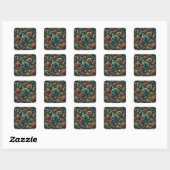 Prachtige Steampunk Thema Gears en Rozen Vierkante Sticker (Vel)