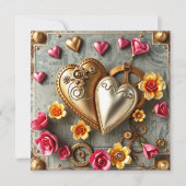 Prachtige Steampunk Valentijnsdag Fototemplate Kaart (Voorkant)