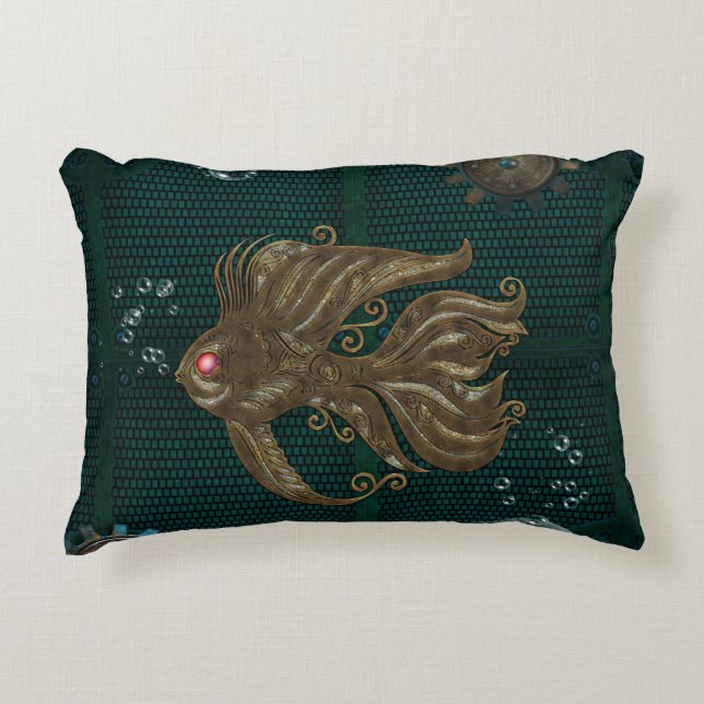 Prachtige steampunk vis. accent kussen (Voorkant)