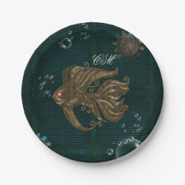 Prachtige steampunk vis. papieren bordje