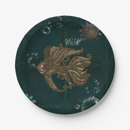 Prachtige steampunk vis. papieren bordje (Voorkant)