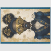 Prachtige Steampunk Vrouw Blue Outfit P3 Decoupage Tissuepapier (Voorkant)