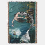 Prachtige steampunk zeemeermin deken (Voorkant Verticaal)