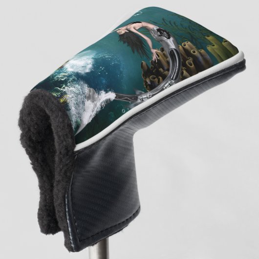 Prachtige steampunk zeemeermin golfheadcover (3/4 voorkant)