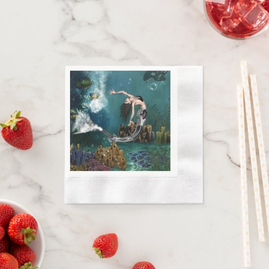 Prachtige steampunk zeemeermin servet (Insitu)