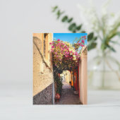 Prachtige steegje in Santorini, Griekenland Feestdagenkaart (Staand voorkant)