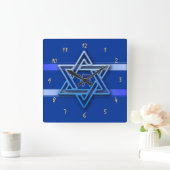 Prachtige ster van David op blauwe achtergrond joo Vierkante Klok (Huis)