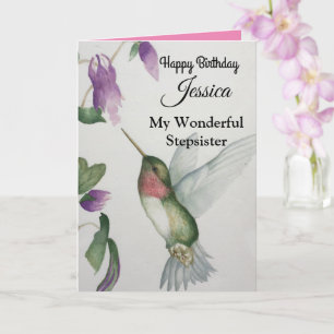 Prachtige stiefzus Happy Birthday Hummingbird Kaart