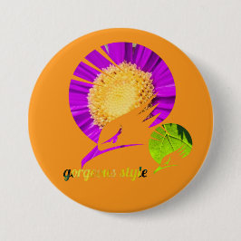Prachtige stijl oranje ronde button 7,6 cm