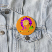 Prachtige stijl oranje ronde button 7,6 cm (In situ)