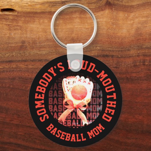 Prachtige stijlvolle LUIDE BASEBALL MOEDER Sleutelhanger (Voorkant)