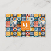 Prachtige stijlvolle zomer patchwork monogram visitekaartje (Voorkant)