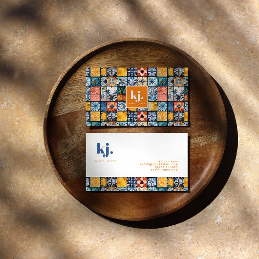 Prachtige stijlvolle zomer patchwork monogram visitekaartje