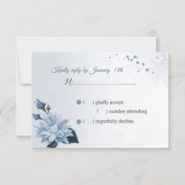 prachtige, stoffige blauw-bloemzeebladeren RSVP Kaartje