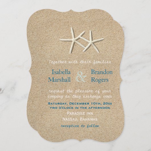 Prachtige strand bruiloft uitnodiging (Voorkant / Achterkant)
