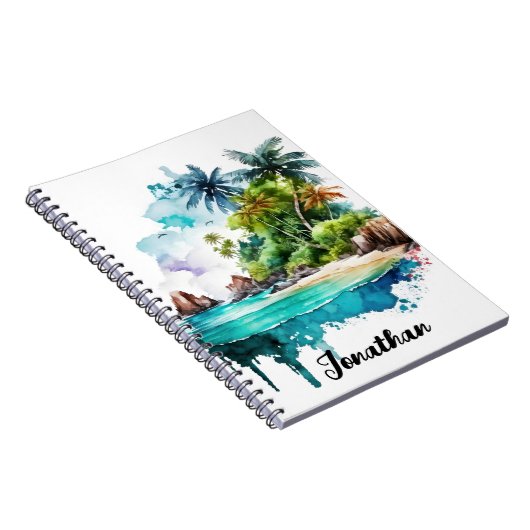 Prachtige strand oceaan golven zand zee schelpen notitieboek (Rechterzijde)