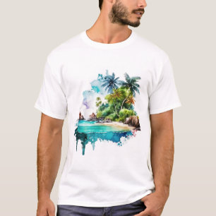 Prachtige strand oceaan golven zand zee schelpen t-shirt