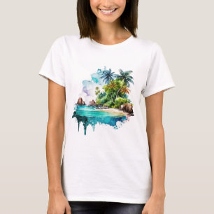 Prachtige strand oceaan golven zand zee schelpen t-shirt