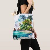 Prachtige strand oceaan golven zand zee schelpen tote bag (Dichtbij)