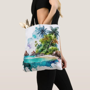 Prachtige strand oceaan golven zand zee schelpen tote bag