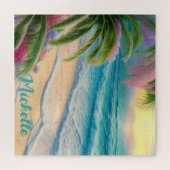 Prachtige strand oceaan golven zee schelpen legpuzzel (Horizontaal)