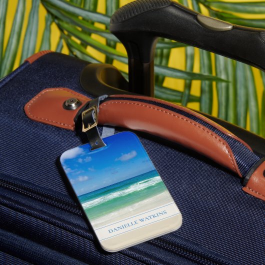 Prachtige strand vakantie gepersonaliseerde kust bagagelabel (Voorkant Insitu 1)