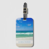 Prachtige strand vakantie gepersonaliseerde kust bagagelabel (Voorkant (verticaal))