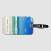Prachtige strand vakantie gepersonaliseerde kust bagagelabel (Voorkant (horizontaal))