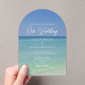 Prachtige strandfotografie Seaside Wedding Acryl Uitnodigingen (Insitu (Draagbaar))